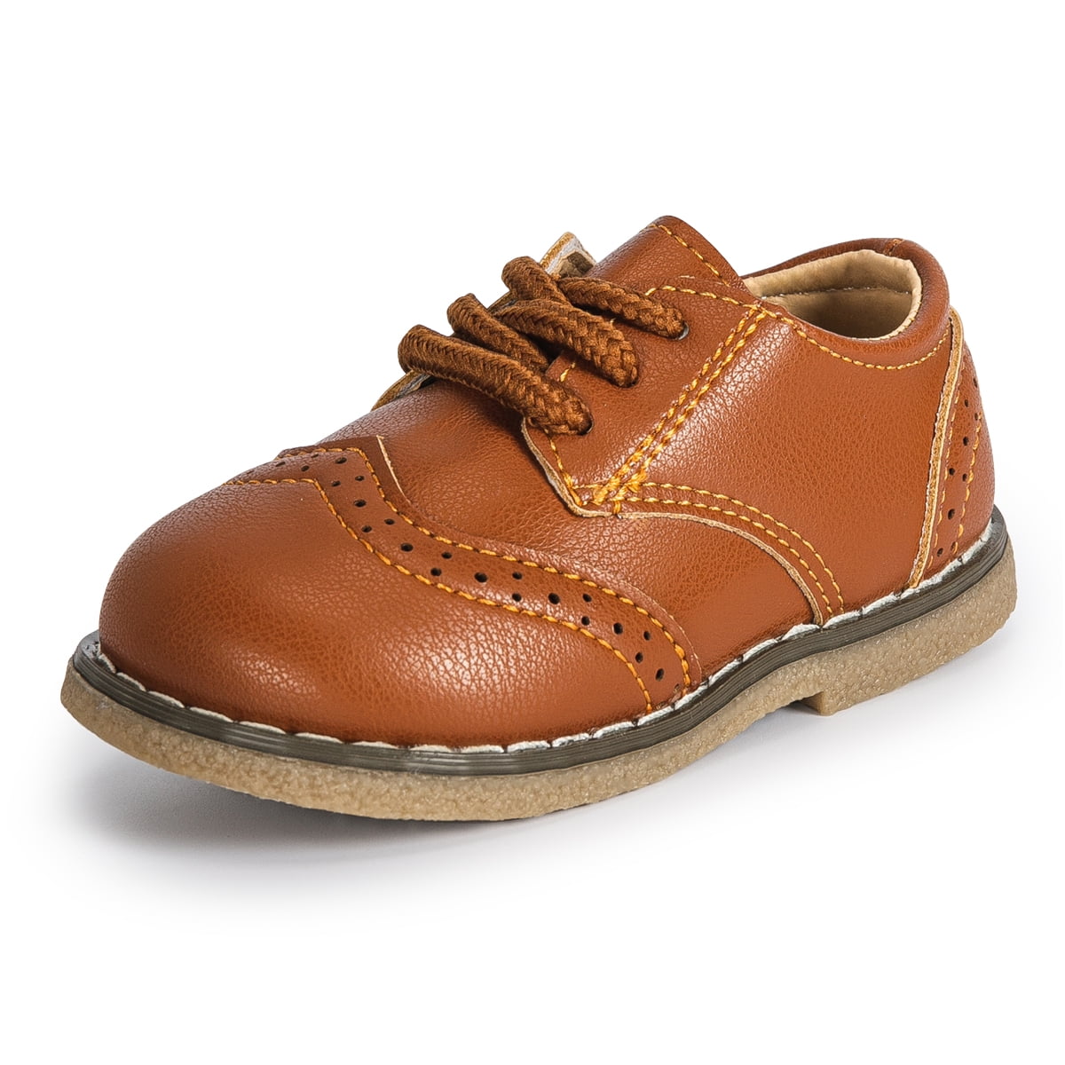 Meckior Toddler Boys Girls Oxford Dress Shoes Classic PU Leather Lace Up Loafer Flats for Little Kids